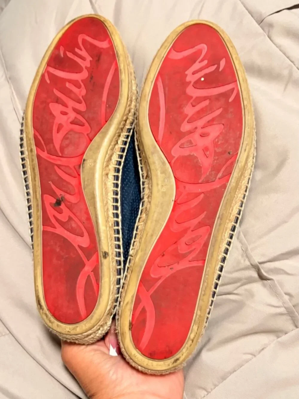 Christian Louboutin Blue Denim Espadrille Slip-On Shoes Women’s 9